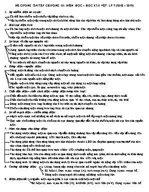Đề cương ôn tập học kỳ II môn Vật lý Lớp 7 - Chương III Điện học  Năm học 2018-2019